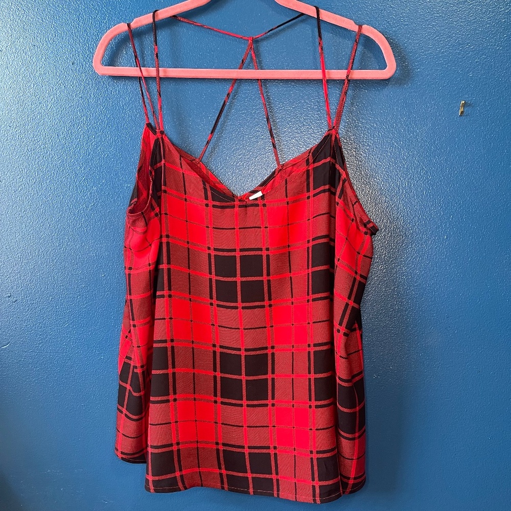 Red Plaid Tank with Strappy Back